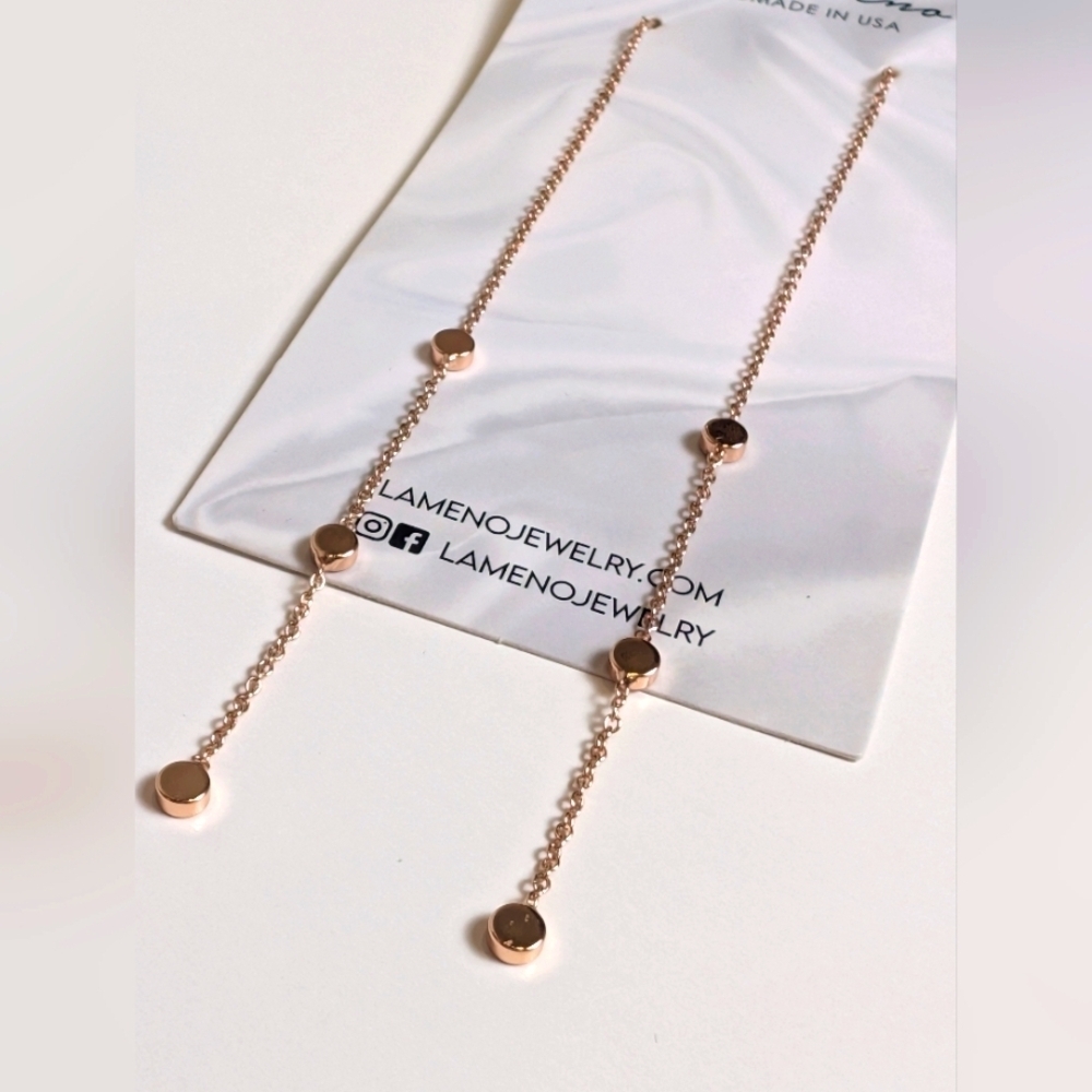 La Meno 18K Rose Gold Plated Dainty Long Dangle Earrings